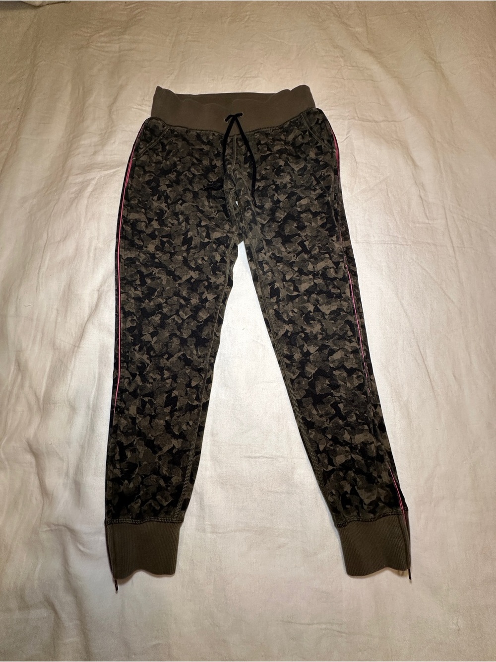 lululemon athletica Olive Camo Track Joggers with Pink Trim